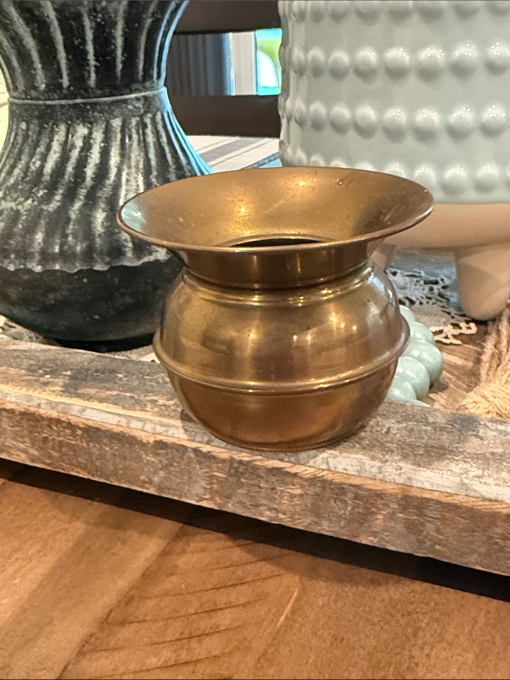 Vintage Brass Mini Spittoon Match Holder Toothpick Holder